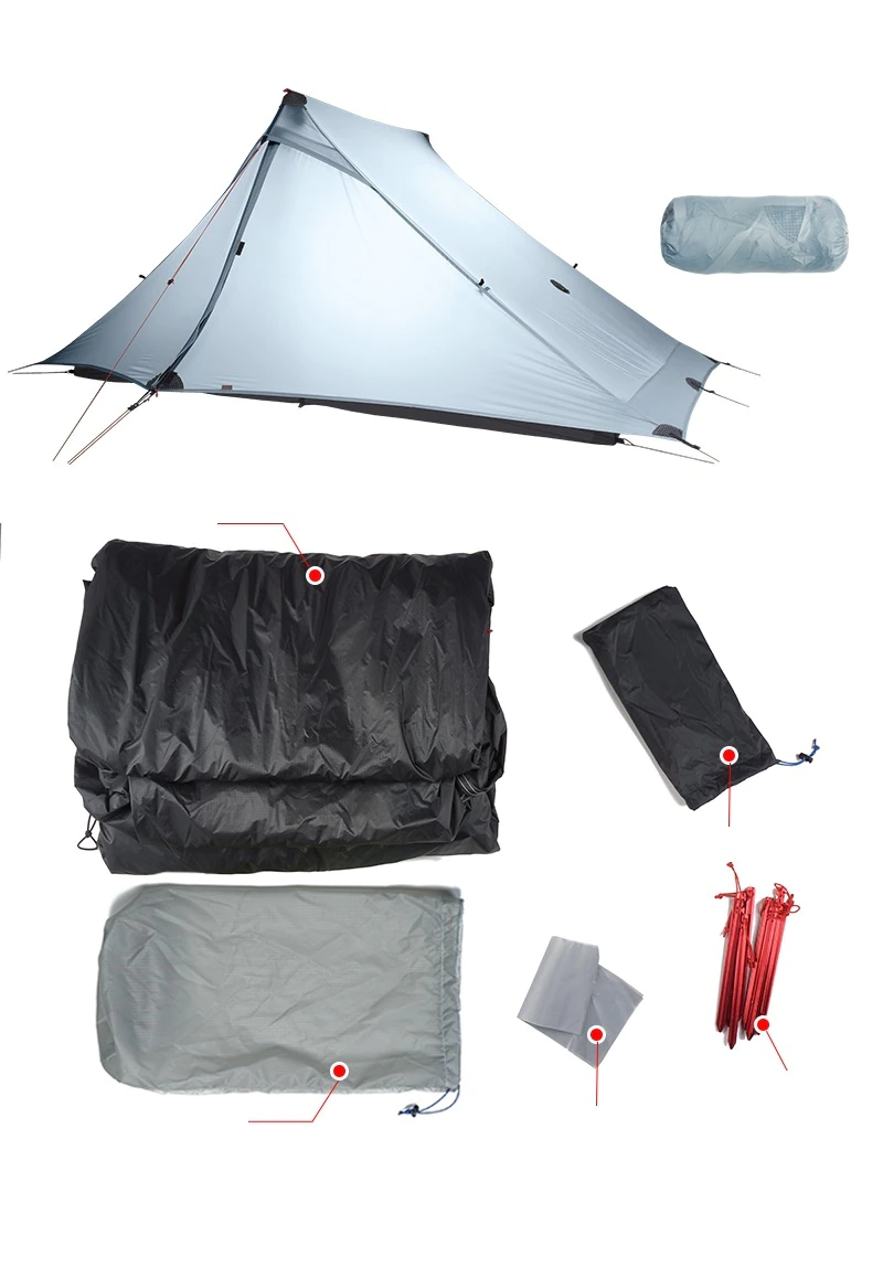 Cheap Goat Tents 3F UL GEAR LanShan 2 pro 2 Person Outdoor Ultralight Camping Tent 3 Season Professional 20D Nylon Both Sides Silicon Tent Tents 